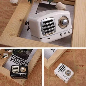 Portable Bluetooth Stereo Speaker, Dosmix Enhanced Bass Retro Wireless Vintage Speaker with TF Card Slot, Built-in Mic for Travel, Home, Beach, Kitchen, Outdoors for Android/iOS Devices