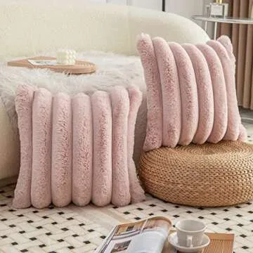 Neelvin Pink Faux Fur Pillow Covers Set of 2 for Stylish Home Decor