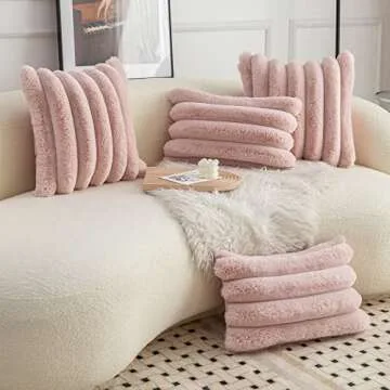 Neelvin Pink Faux Fur Pillow Covers Set of 2 for Stylish Home Decor