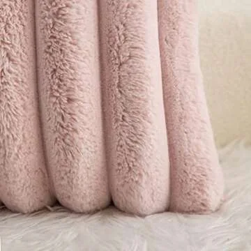 Neelvin Pink Faux Fur Pillow Covers Set of 2 for Stylish Home Decor
