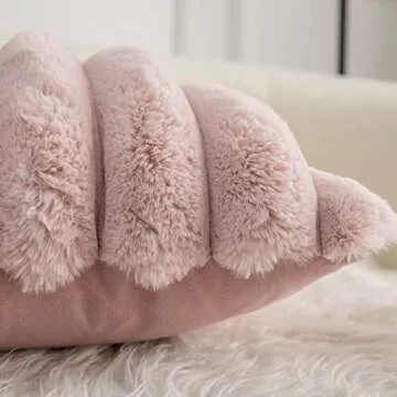 Neelvin Pink Faux Fur Pillow Covers Set of 2 for Stylish Home Decor