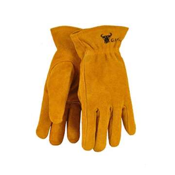 G & F Products Kids Leather Work Gloves, Durable Cowhide Suede Gloves for Gardening, DIY, Outdoor Ac...