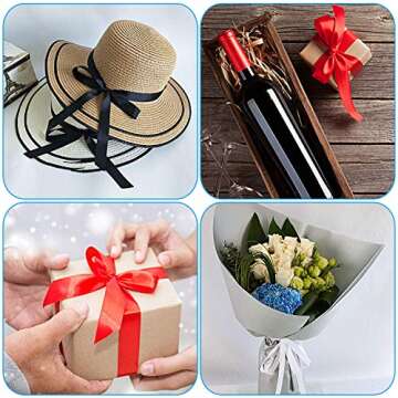 Satin Ribbon, FLOWVE 15 Colors 375 Yard Silk Ribbon Fabric Ribbon Embellish Ribbon Rolls, 2/5" Wide 25 Yard/Roll, Ribbons for Crafts, Hair Bows, Gift Wrapping, Wedding Party Decoration and More