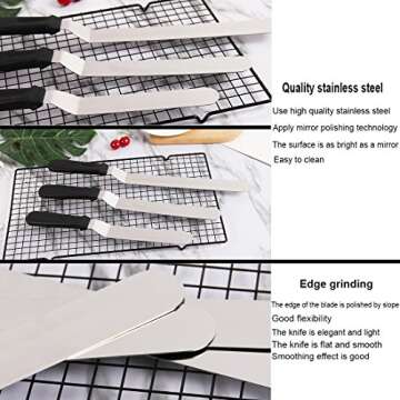 Newland Angled Icing Spatulas Set Stainless Steel Kitchen Cake Spatula Variety Set Pack of 3 (8 inch, 10 inch and 12 inch) (Black)