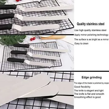 Newland Angled Icing Spatulas Set Stainless Steel Kitchen Cake Spatula Variety Set Pack of 3 (8 inch, 10 inch and 12 inch) (Black)