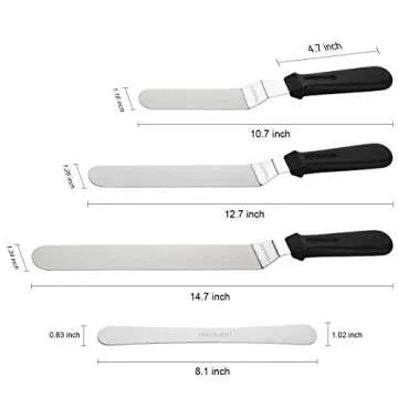Newland Angled Icing Spatulas Set Stainless Steel Kitchen Cake Spatula Variety Set Pack of 3 (8 inch, 10 inch and 12 inch) (Black)