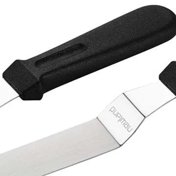 Newland Angled Icing Spatulas Set Stainless Steel Kitchen Cake Spatula Variety Set Pack of 3 (8 inch, 10 inch and 12 inch) (Black)