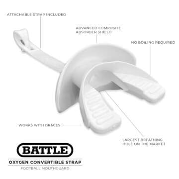 Battle Oxygen Predator Football Mouthguard – Maximum Oxygen Sports Mouth Guard – Mouthpiece Fits...