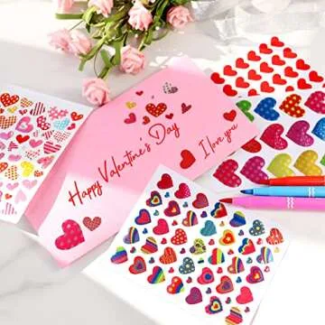 80 Sheets Valentines Day Stickers for Kids, Heart Stickers for Envelopes Cards Craft Scrapbooking Decorative, Anniversaries, Wedding Parties Favors Decors Gift Supplies