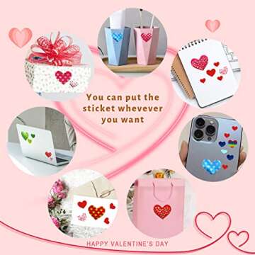 80 Sheets Valentines Day Stickers for Kids, Heart Stickers for Envelopes Cards Craft Scrapbooking Decorative, Anniversaries, Wedding Parties Favors Decors Gift Supplies