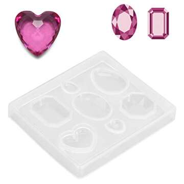 Faceted Gemstone Clear Silicone Mold,Clean and Transparent,Flexible Resin Silicone,Easy to Use and Clean,with Different Shapes,for Jewelry Craft Making