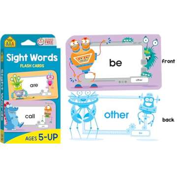 School Zone - Reading 4-Pack Flash Cards - Ages 4+, Kindergarten, 1st Grade, Sight Words, Phonics Made Easy, Word Families, Picture Words, High-Frequency Words, Beginning Reading, Rhyming, and More