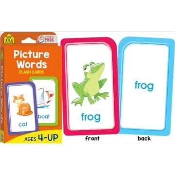 School Zone - Reading 4-Pack Flash Cards - Ages 4+, Kindergarten, 1st Grade, Sight Words, Phonics Made Easy, Word Families, Picture Words, High-Frequency Words, Beginning Reading, Rhyming, and More