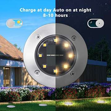 ODEETRONIC Solar Ground Lights Outdoor, 12 PCS 8 LED Solar Path Lights, Solar Disk Lights Waterproof...