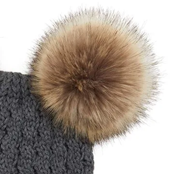 Chic C.C Double Pom Pom Cable Knit Beanie for Winter