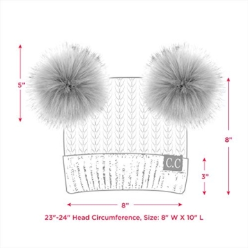 Chic C.C Double Pom Pom Cable Knit Beanie for Winter