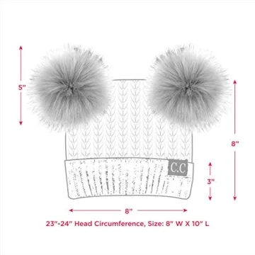 Chic C.C Double Pom Pom Cable Knit Beanie for Winter