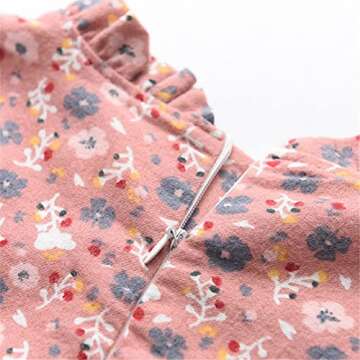 Mud Kingdom Toddler Girls Ruffled Dress Back Zipper Pleated Cute Floral Cotton Gray 2T Casual