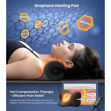 8X Pain Relief Magnetic Therapy Heated Neck Stretcher, 3X Larger Graphene Heating Pad Cervical Tract...