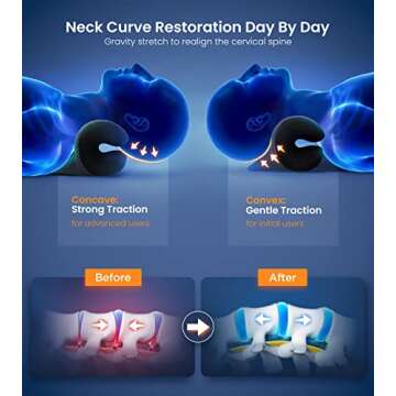 8X Pain Relief Magnetic Therapy Heated Neck Stretcher, 3X Larger Graphene Heating Pad Cervical Traction Device Pillow, Neck Hump Corrector w/Timer Setting, Relax Gifts for TMJ Tension Muscle Migraine