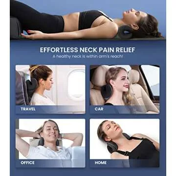 8X Pain Relief Magnetic Therapy Heated Neck Stretcher, 3X Larger Graphene Heating Pad Cervical Traction Device Pillow, Neck Hump Corrector w/Timer Setting, Relax Gifts for TMJ Tension Muscle Migraine