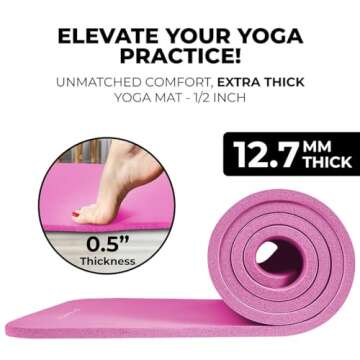 HemingWeigh pink yoga mat set, yoga kit, 1/2 Inch Thick yoga mat pink style with pink accessories