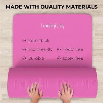 HemingWeigh pink yoga mat set, yoga kit, 1/2 Inch Thick yoga mat pink style with pink accessories