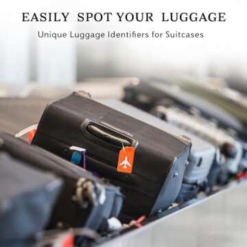 5 Pack Silicone Luggage Tag for Suitcases with Stainless Loop, TSA Approved, Privacy Protection Trav...