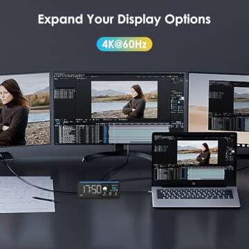 USB C Laptop Docking Station (7-in-1), USB C Hub with Screen, Multiple Built-in Apps, Docking Station with HDMI 4K@60Hz, 90W Max Power Delivery, 1 Gbps Ethernet, USB C Dock for Mac/Dell (Black)