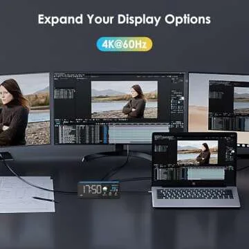 USB C Laptop Docking Station (7-in-1), USB C Hub with Screen, Multiple Built-in Apps, Docking Station with HDMI 4K@60Hz, 90W Max Power Delivery, 1 Gbps Ethernet, USB C Dock for Mac/Dell (Black)