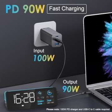 USB C Laptop Docking Station (7-in-1), USB C Hub with Screen, Multiple Built-in Apps, Docking Station with HDMI 4K@60Hz, 90W Max Power Delivery, 1 Gbps Ethernet, USB C Dock for Mac/Dell (Black)