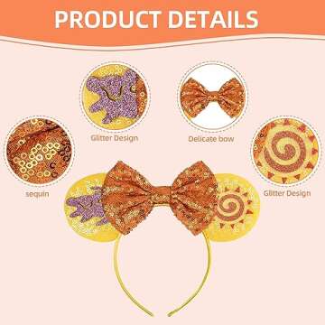 Seamoy Sequin Minnie Ears Headband, Lion King Animal Kingdom Park Ears, Sparkle Rose Gold Classic Ears Headband