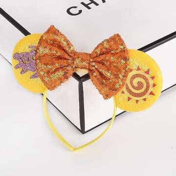 Seamoy Sequin Minnie Ears Headband, Lion King Animal Kingdom Park Ears, Sparkle Rose Gold Classic Ears Headband