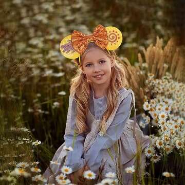 Seamoy Sequin Minnie Ears Headband, Lion King Animal Kingdom Park Ears, Sparkle Rose Gold Classic Ears Headband