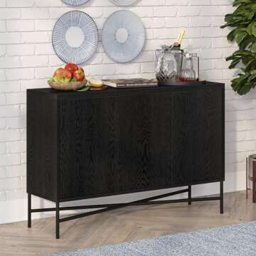 Henn&Hart Brighton Buffet Table, 48" Wide, Black - Chic Modern Design for Dining Rooms