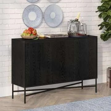 Henn&Hart Brighton Buffet Table, 48" Wide, Black - Chic Modern Design for Dining Rooms