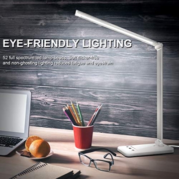 Dimmable LED Desk Lamp with USB Charging Port
