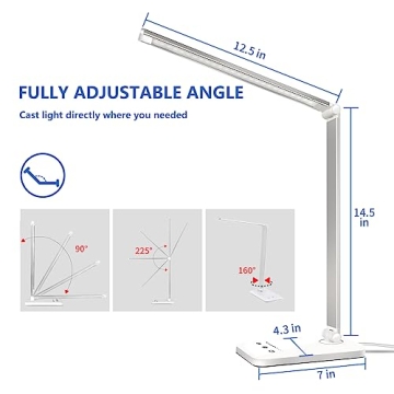 Dimmable LED Desk Lamp with USB Charging Port