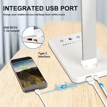 Dimmable LED Desk Lamp with USB Charging Port