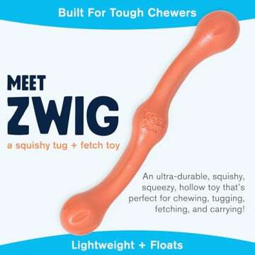 WEST PAW Zogoflex Echo Zwig Squeezy Dog Fetching Stick – Bouncy, Hollow, Squishy Interactive Toy f...