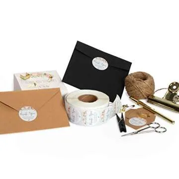 1.5" Round Floral Thank You for Supporting My Small Business Stickers. 1000 Labels Perfect for Bakeries, Handmade Goods & Small Business Owners.