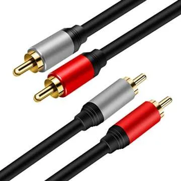 Tan QY 2RCA to 2RCA Cable 3Ft, Gold-Plated 2 RCA Male to 2 RCA Male Stereo Audio Cable for Home Thea...