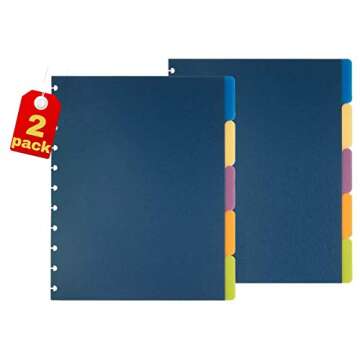 1IntheOffice Discbound Tab Dividers Letter Size, Assorted Colors, Pack of 2