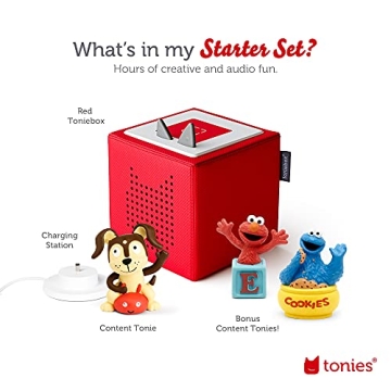 Toniebox Audio Player for Kids - Elmo, Cookie Monster, Red Set
