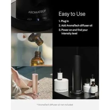 Upgraded: AromaTech AroMini BT Scent Diffuser w/Bluetooth – Cold-Air Diffusion Scent Machine for Home, Office, Hotel, Spa – Nebulizing Diffusion System for Essential Oil Blends – Silver