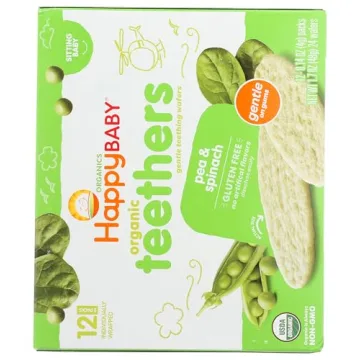 Happy Baby Teether Pea Spinach Organic Snacks for Toddlers