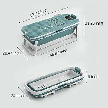 Foldable Bathtub Portable Soaking Bath Tub for adult,Ideal for Hot Bath Ice Bath with Reached Out Hands 53 inch
