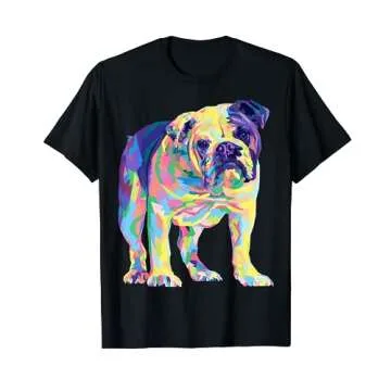 Dog Lover Gifts Bulldog Womens Colorful English Bulldog Mens T-Shirt