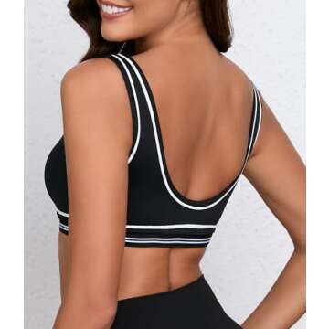 Move With You Womens Sweetheart Padded Sports Bra- Workout Fitness Square Neck Low Back Yoga Bra(Black,S2)