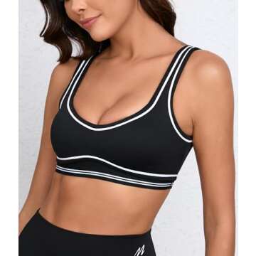 Move With You Womens Sweetheart Padded Sports Bra- Workout Fitness Square Neck Low Back Yoga Bra(Black,S2)